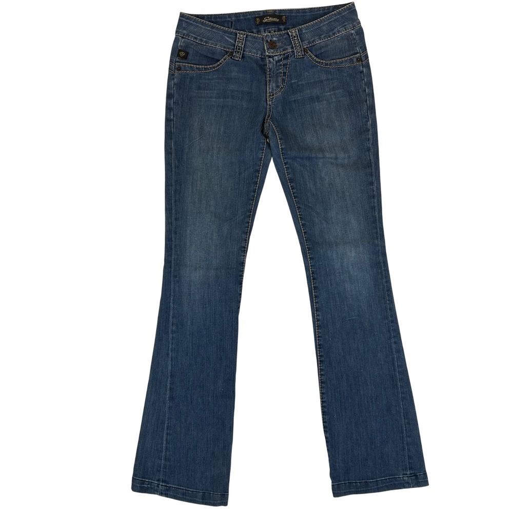 Serfontaine Womens Low Rise Bootcut Jeans Blue Denim Made in USA Size 28